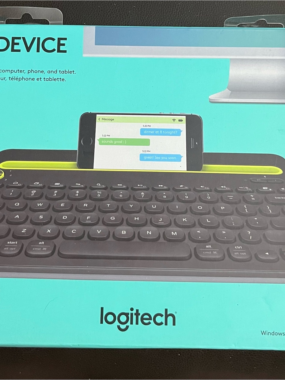 Logitech K480 Bluetooth Keyboard - Black with Teal Accent